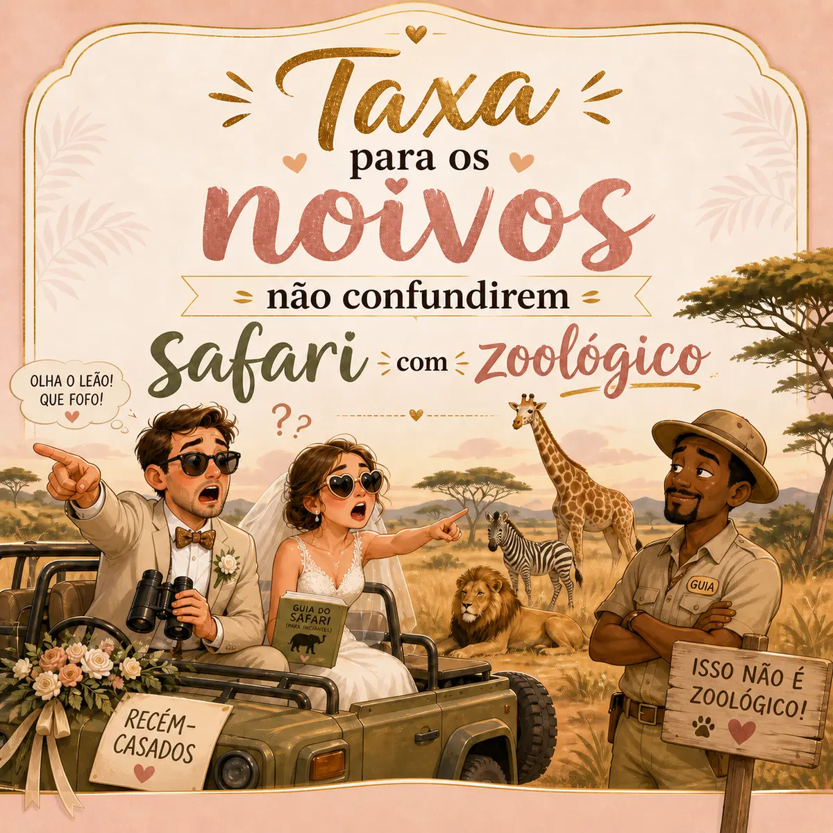 Taxa para os noivos não confundirem safari com zoológico