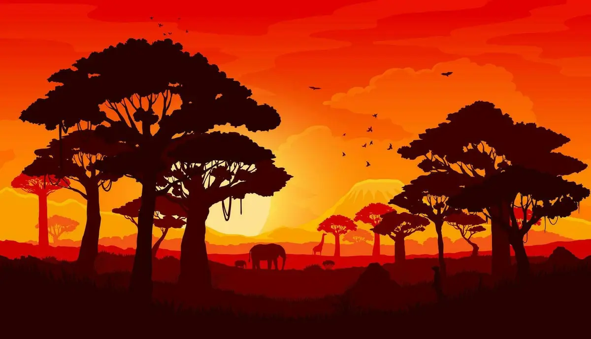 Cota para o casal ver o pôr do sol na savana