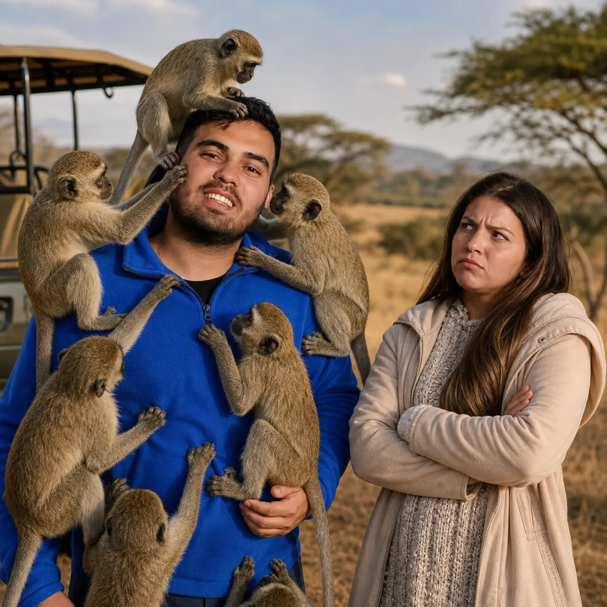 Taxa para o noivo não tentar fazer amizade com o macaco